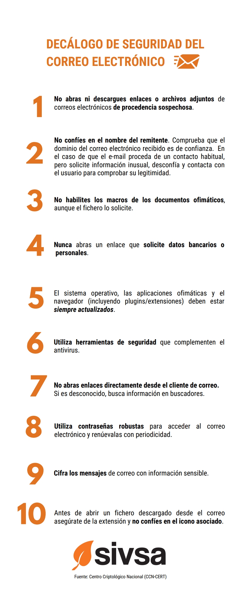 Decálogo de seguridad de correo electrónico.