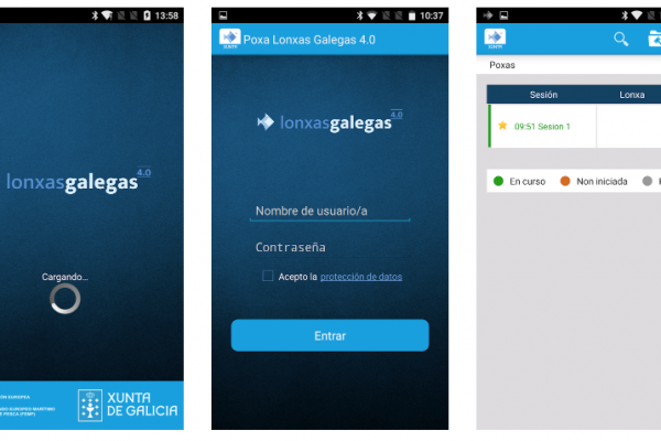 captura de la aplicación poxas 4.0 en el marco del proyecto de Amtega para la digitalización de las lonjas gallegas